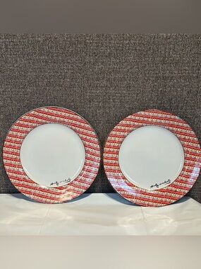 Andy Warhol Pop Art Campbells Soup 8 inch Salad Plates X2 Set By Block 100 Cans